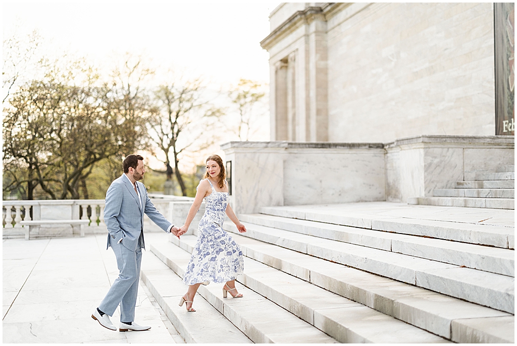 Engagement photo at the Cleveland Museum of Art in Spring